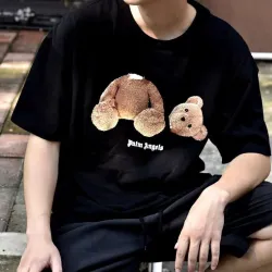 Palm Angels Yellow Broken Head Bear Print Short Sleeve black review fgbv