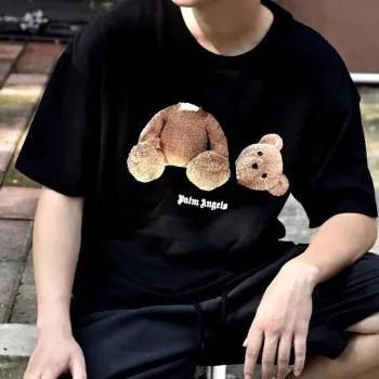 Palm Angels Yellow Broken Head Bear Print Short Sleeve black review fgbv