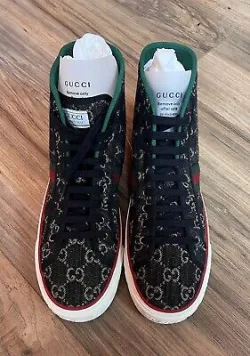 Gucci Tennis 1977 High Top Black Mini GG  625807 UN310 1290 review fgjhn