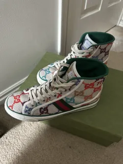 Gucci Tennis 1977 High Top GG Logo White Multi review fdgb