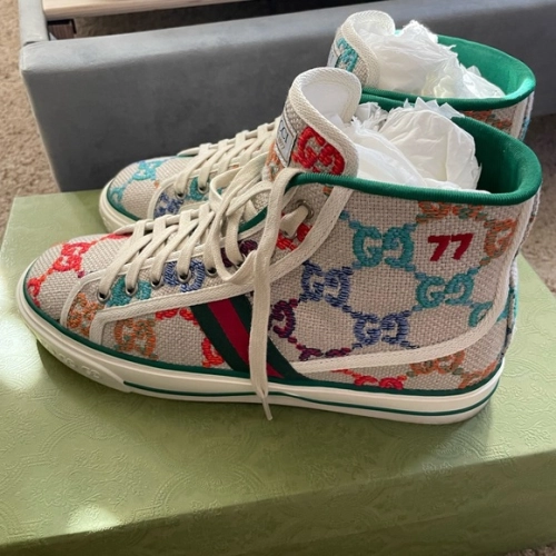 Gucci Tennis 1977 High Top GG Logo White Multi review 