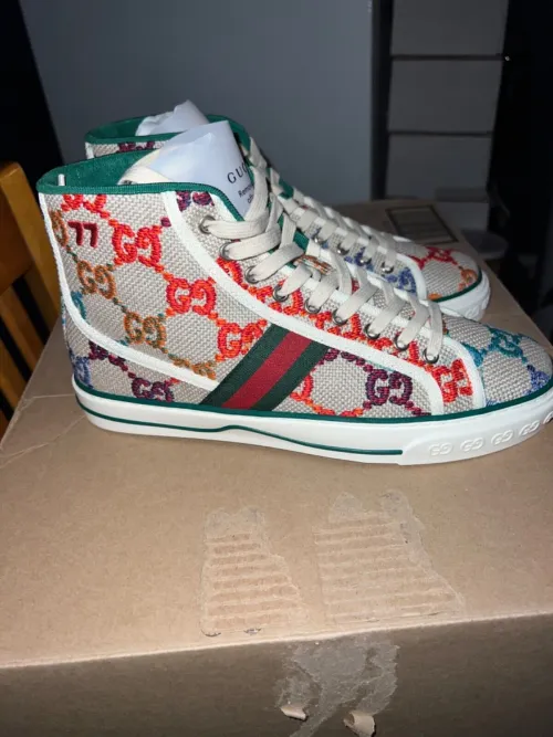 Gucci Tennis 1977 High Top GG Logo White Multi review 