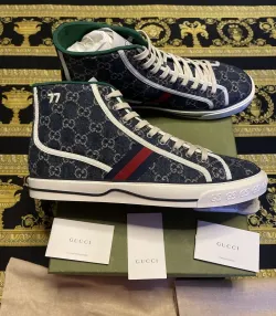 Gucci Tennis 1977 High Top Sneaker Blue  6258072KQ904464 review fghg