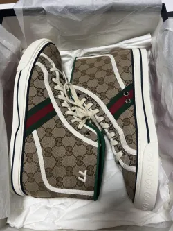 Gucci Tennis 1977 Canvas High Top Beige GG Print  625807 HVK70 9765 review ghkjh