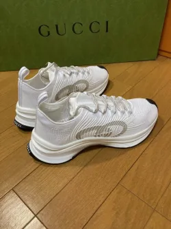 Gucci Run White Grey Black  680893 USM10 8475 review gfnjh