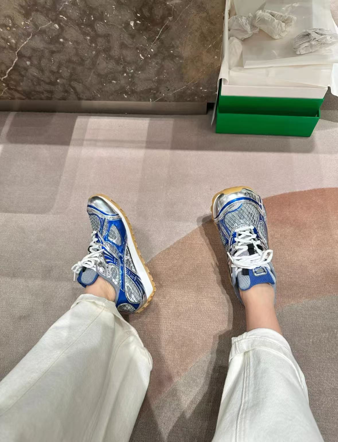 Bottega Veneta Orbit Silver Blue Grey 741357V2X401375 review fdgb