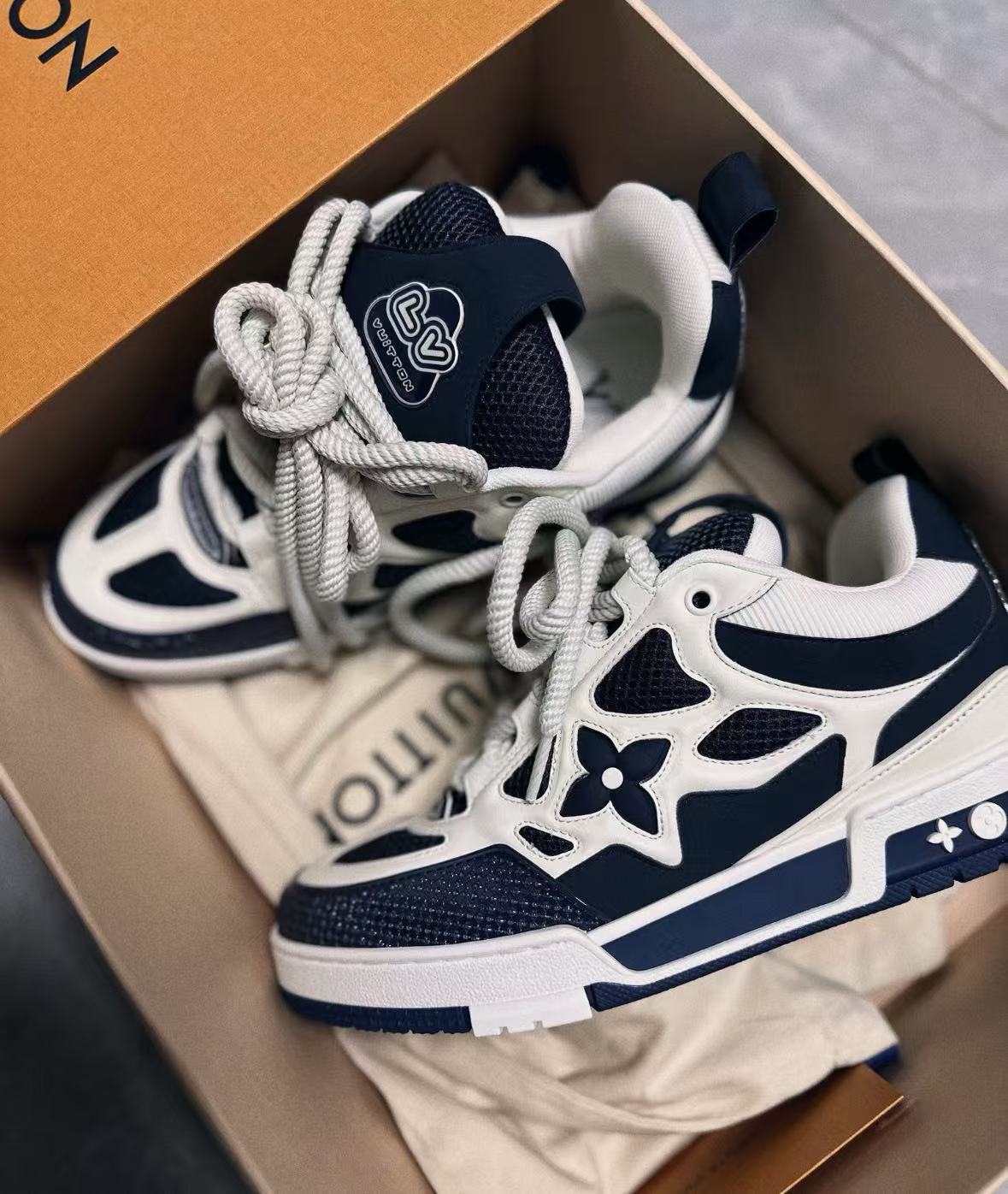 Louis Vuitton Leather lace up Fashionable Board Shoes Blue 51BCOLRB review tyujy