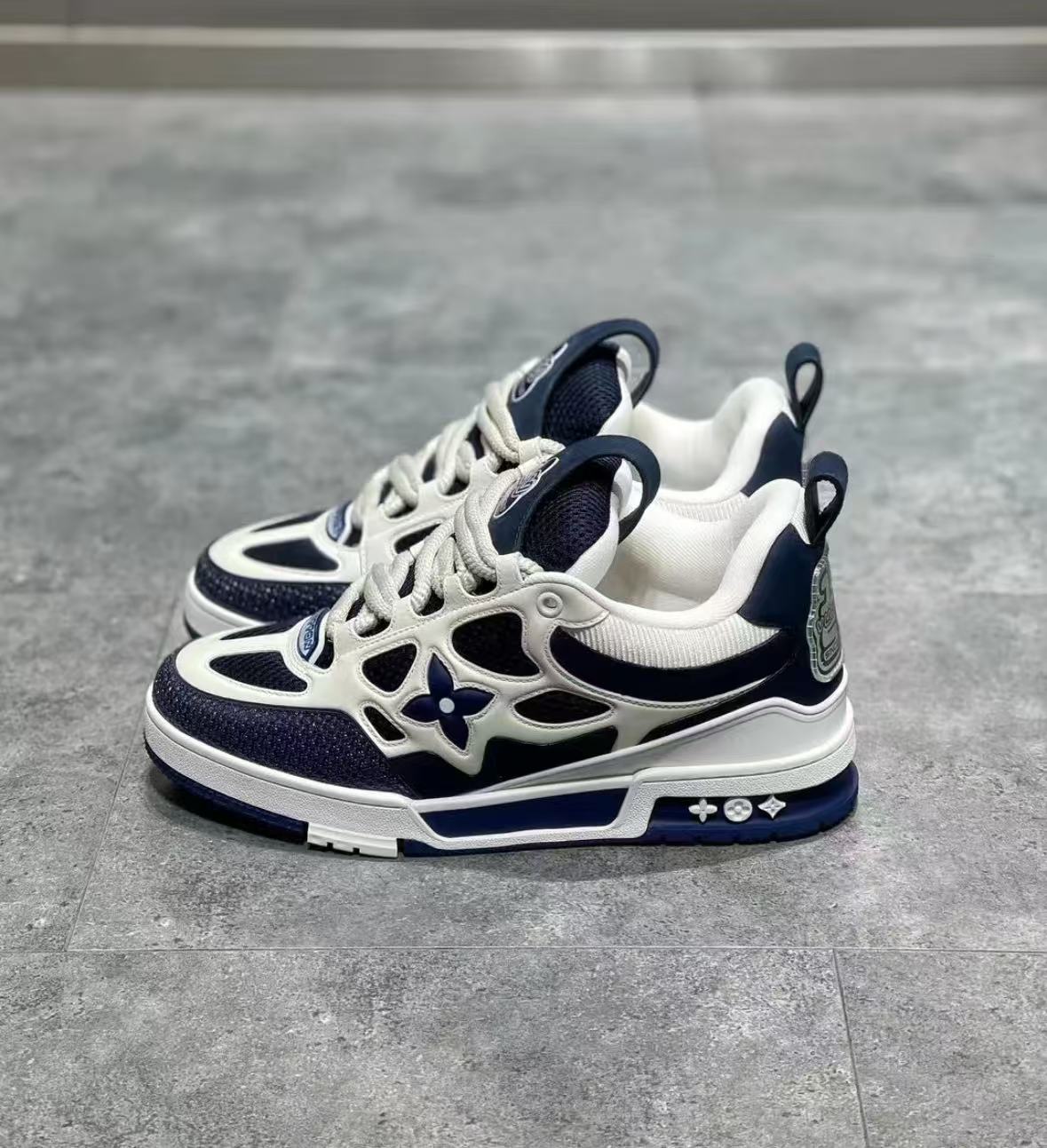 Louis Vuitton Leather lace up Fashionable Board Shoes Blue 51BCOLRB review rtew