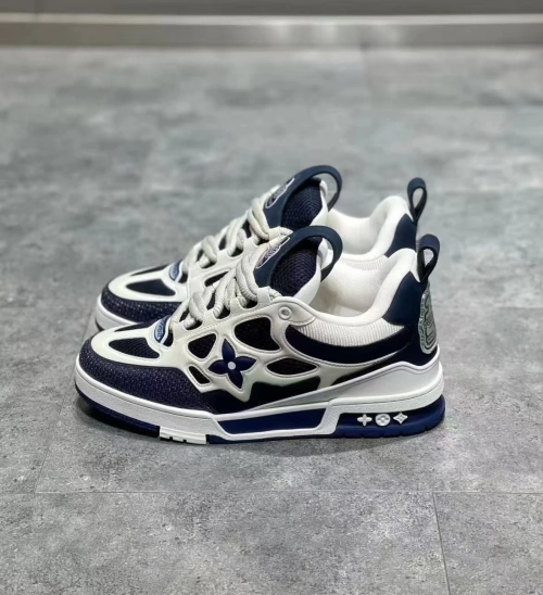 Louis Vuitton Leather lace up Fashionable Board Shoes Blue 51BCOLRB review 