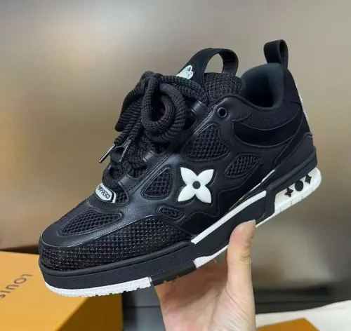  Louis Vuitton Leather lace up Fashionable Board Shoes Black 51BCOLRB review 