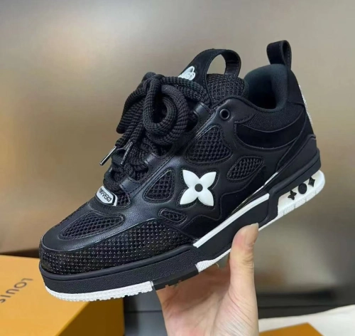  Louis Vuitton Leather lace up Fashionable Board Shoes Black 51BCOLRB review 