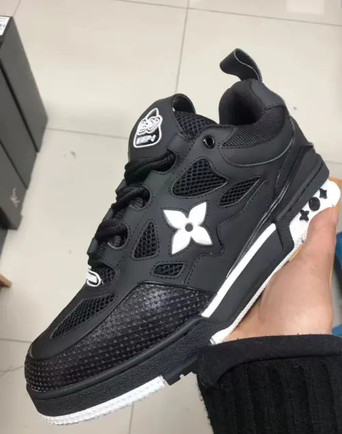  Louis Vuitton Leather lace up Fashionable Board Shoes Black 51BCOLRB review 