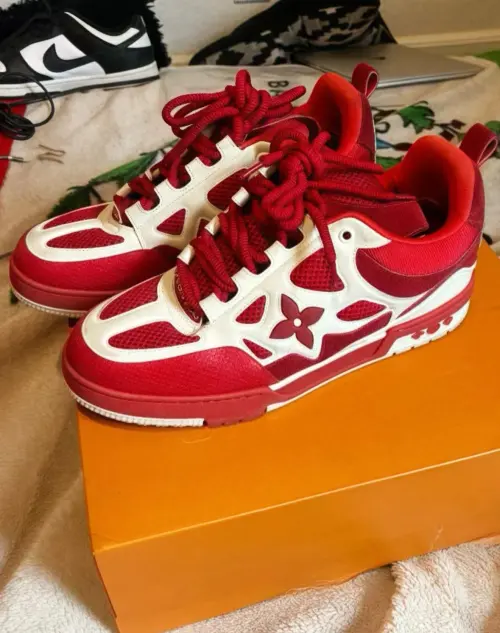 Louis Vuitton Leather lace up Fashionable Board Shoes Red  51BCOLRB  review 