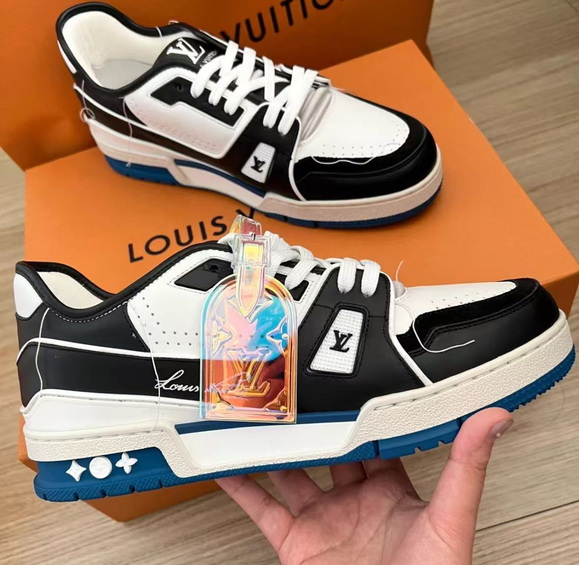 Louis Vuitton Trainer Black Blue  GO1220 review sdv