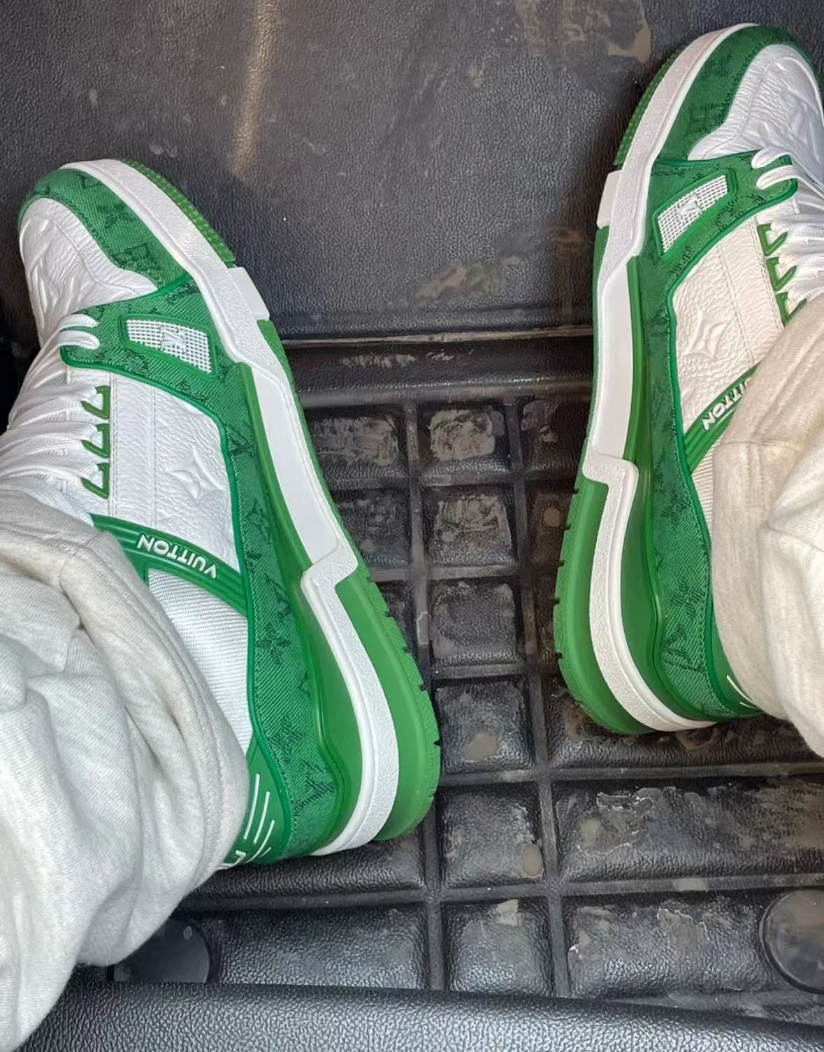 Louis Vuitton Trainer Green Monogram Denim White  VL1201  review hb