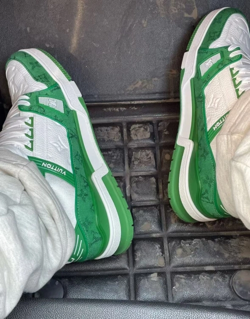 Louis Vuitton Trainer Green Monogram Denim White  VL1201  review 