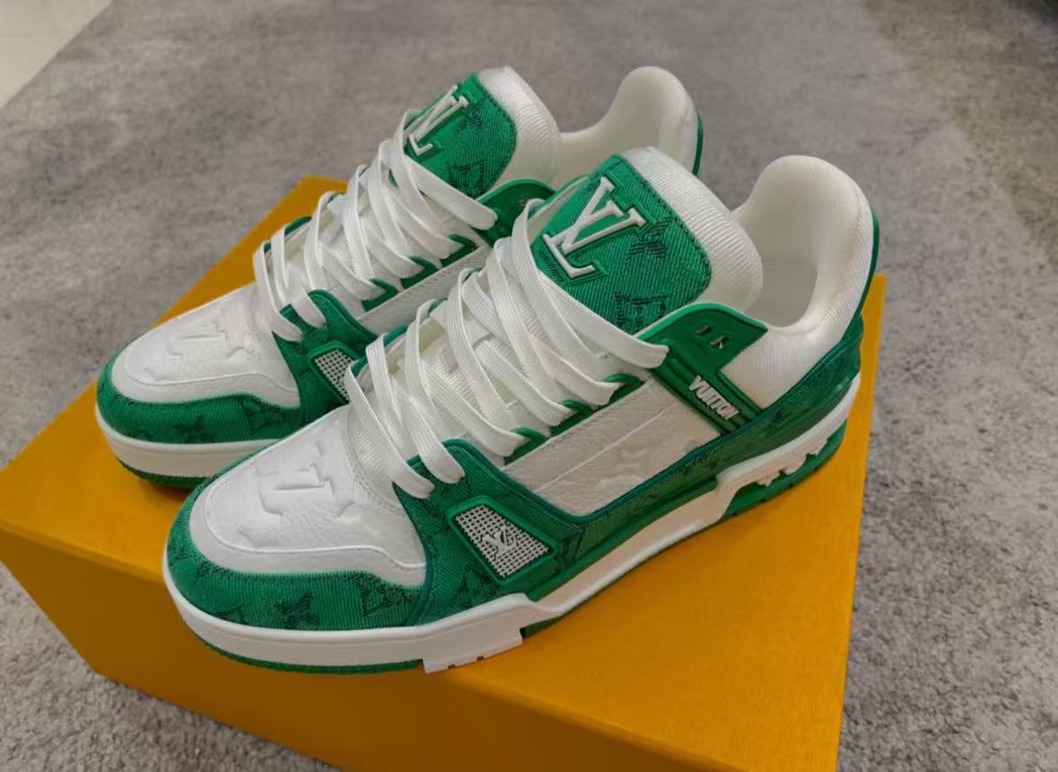Louis Vuitton Trainer Green Monogram Denim White  VL1201  review dfv