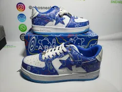 A Bathing Ape Bape Sta Low Black Blue Color Spray Painting  1H73 191 913  review Obosneaker 02