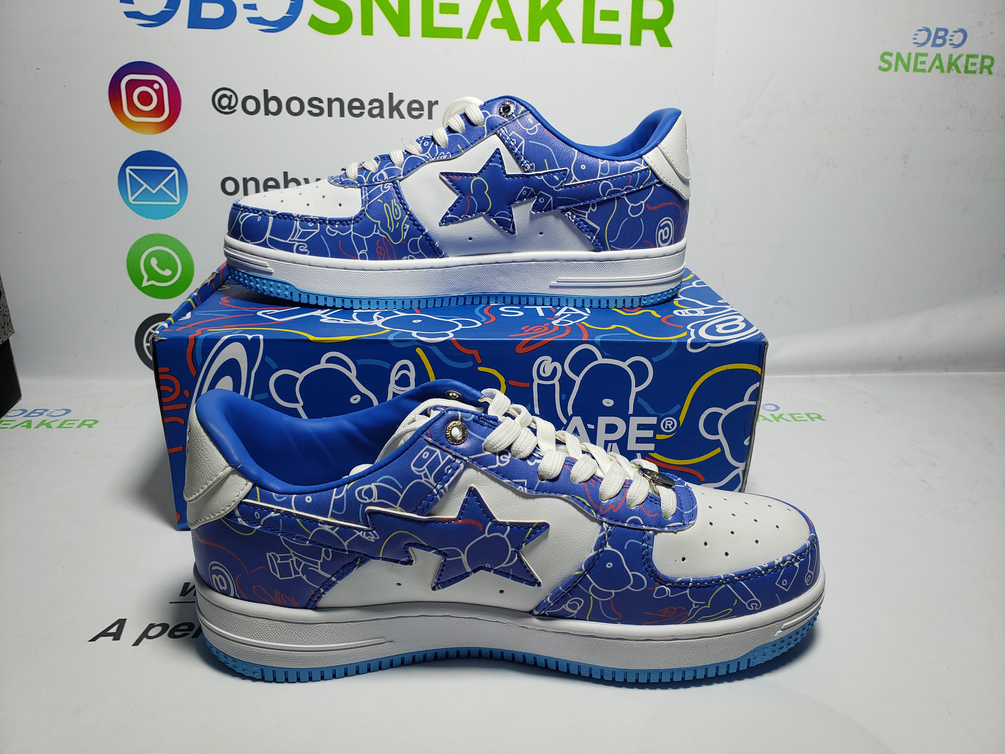 A Bathing Ape Bape Sta Low Black Blue Color Spray Painting  1H73 191 913  review Obosneaker 04