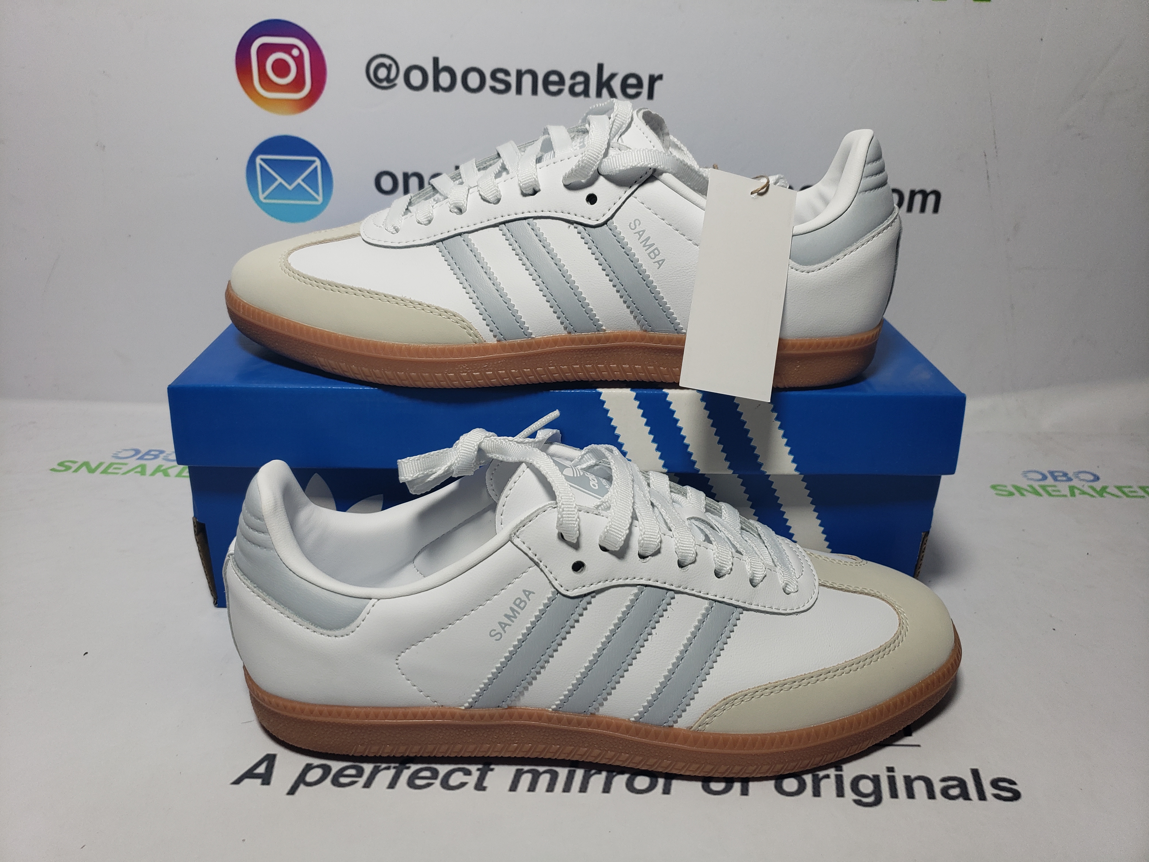 adidas Samba Originals Samba OG 'White Halo Blue Gum' IE0877 review Obosneaker 02