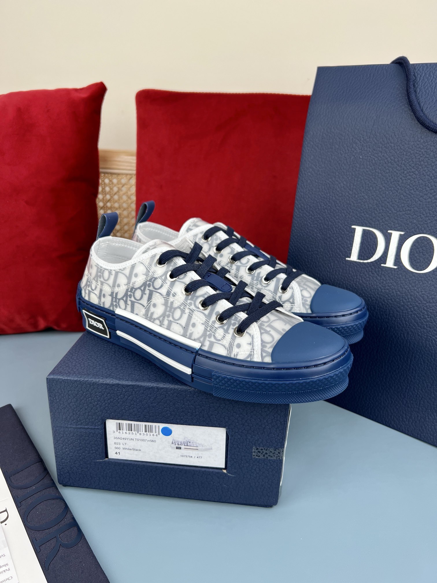  Dior B23 HT Oblique Transparency LOW  White Blue T00962H565 review QUENTIN 01
