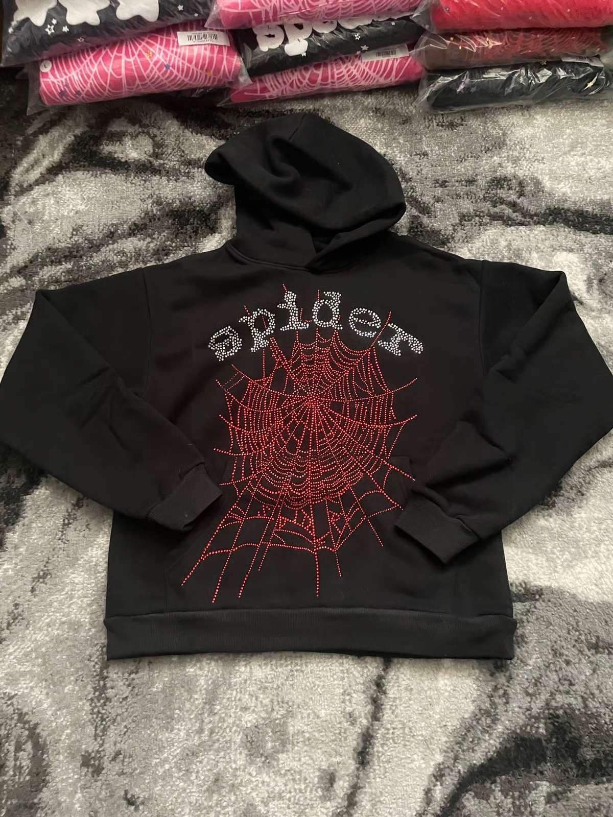 Sp5der OG Rhinestone Hoodie Black 2022 review Dominic 00