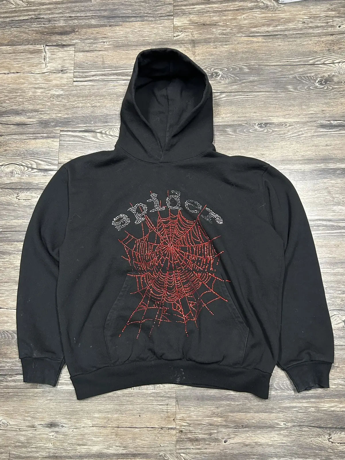 Sp5der OG Rhinestone Hoodie Black 2022 review Curitis 01