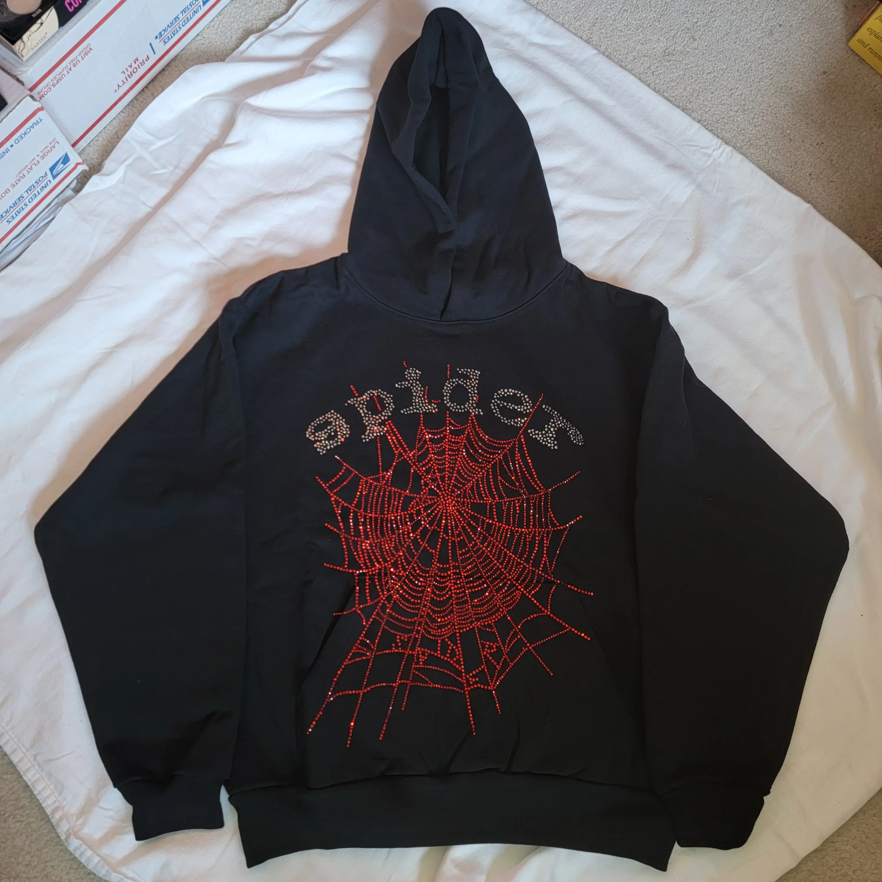 Sp5der OG Rhinestone Hoodie Black 2022 review Burgess