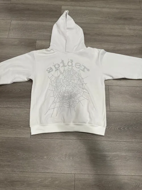 Sp5der OG Rhinestone Hoodie White review 