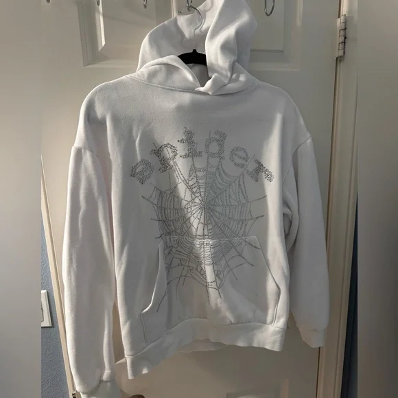 Sp5der OG Rhinestone Hoodie White review Killian 01