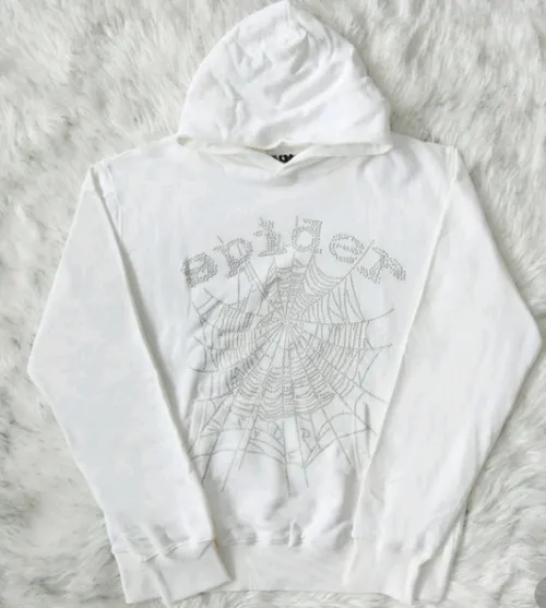 Sp5der OG Rhinestone Hoodie White review 