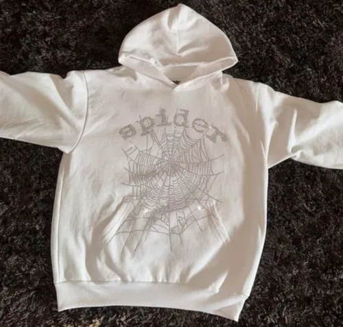Sp5der OG Rhinestone Hoodie White review 