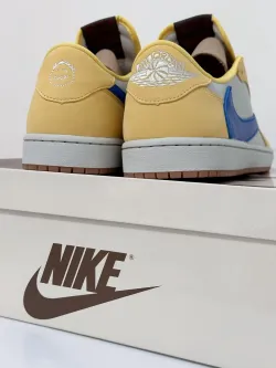 TOP Version Travis Scott x Air Jordan 1 Low OG Canary DZ4137-700 review Lambert 01