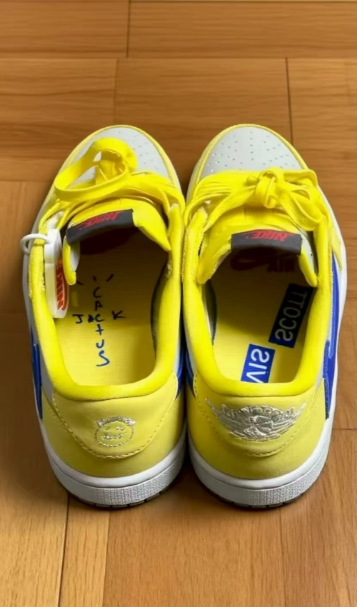 TOP Version Travis Scott x Air Jordan 1 Low OG Canary DZ4137-700 review 