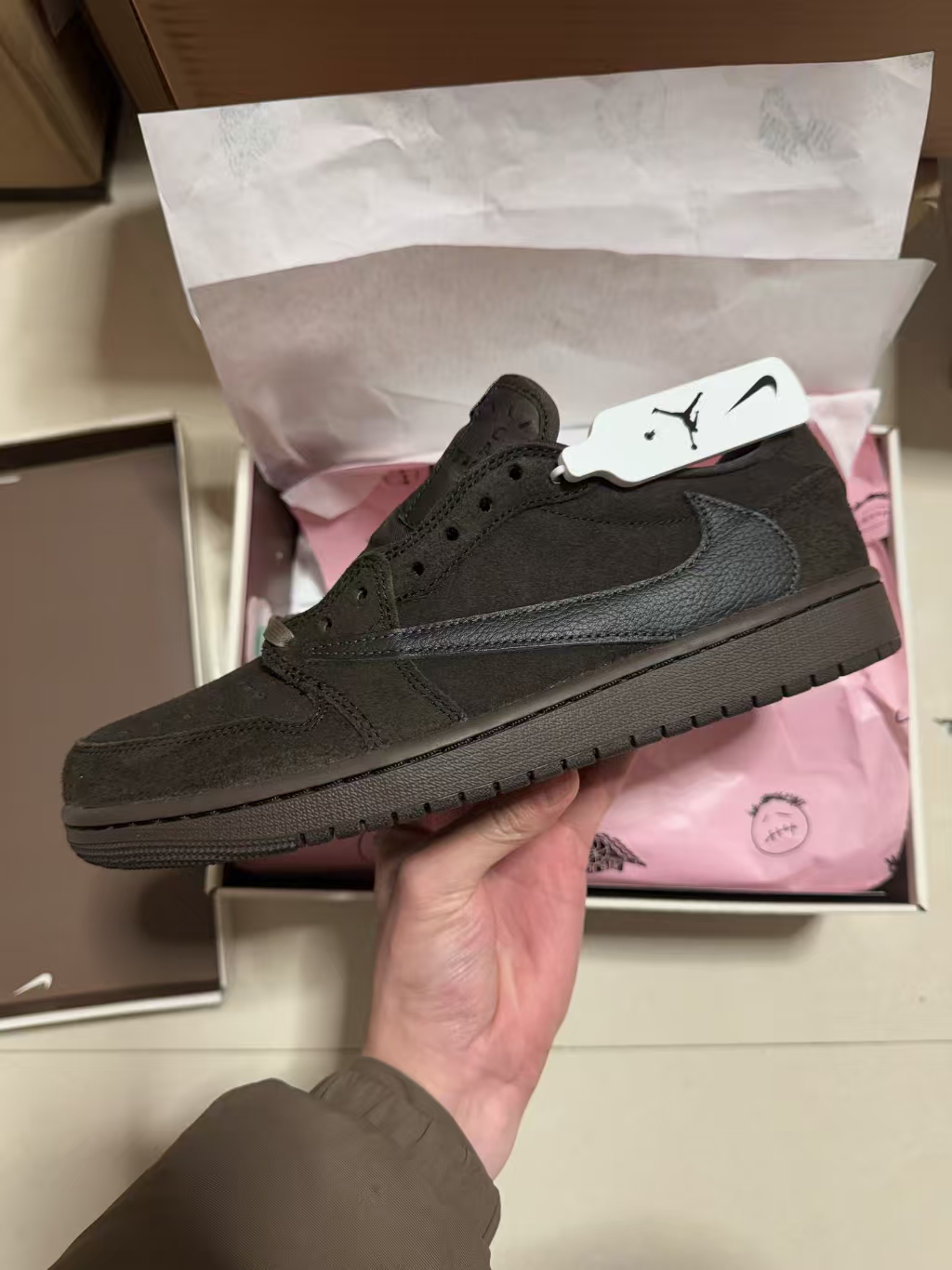 TOP Version Travis Scott x Air Jordan 1 Retro Low OG SP Velvet Brown DM7866-202 review Kim 02