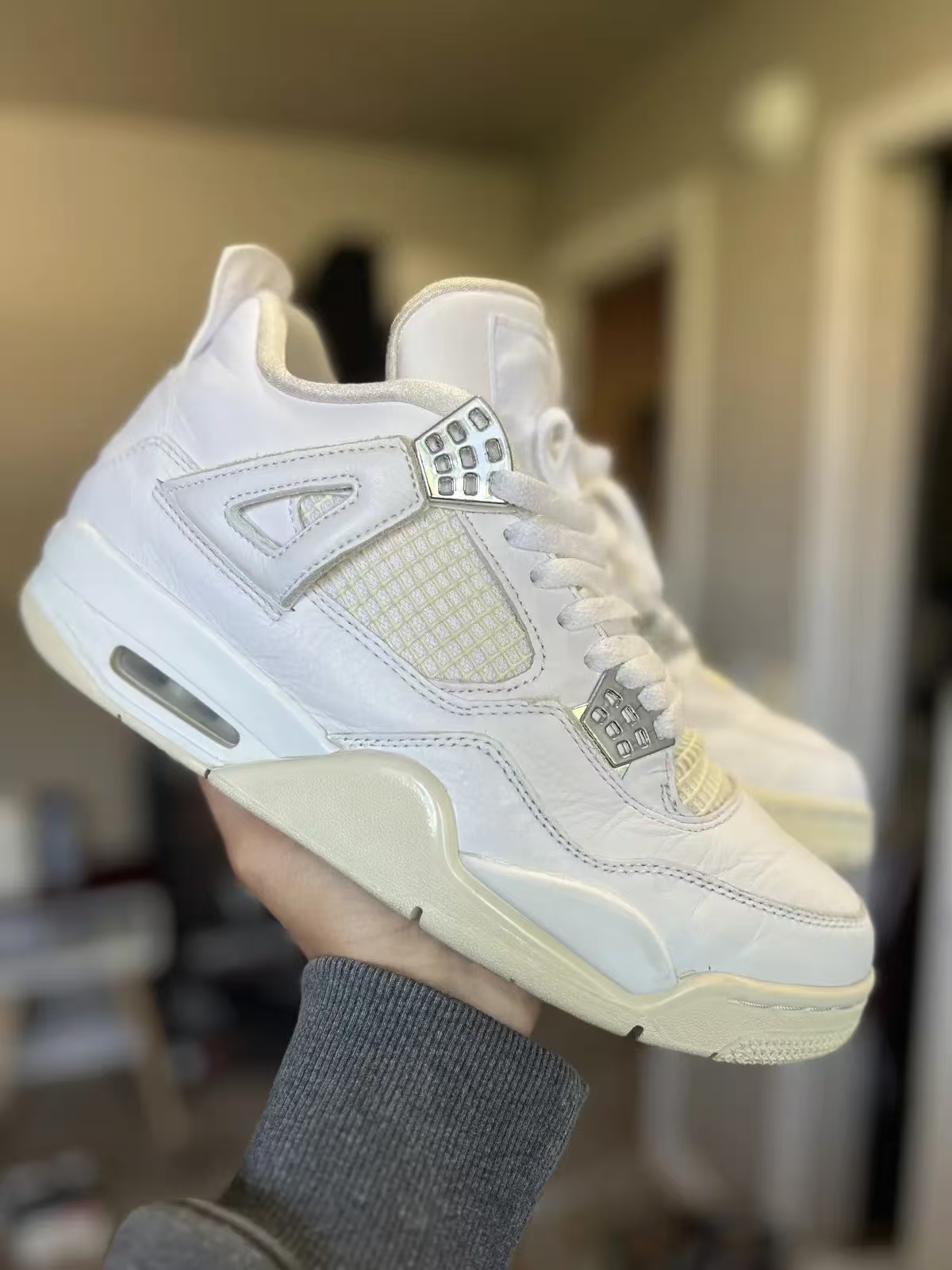 TOP Version Air Jordan 4 Retro Pure Money 308497-100 review Heather 01