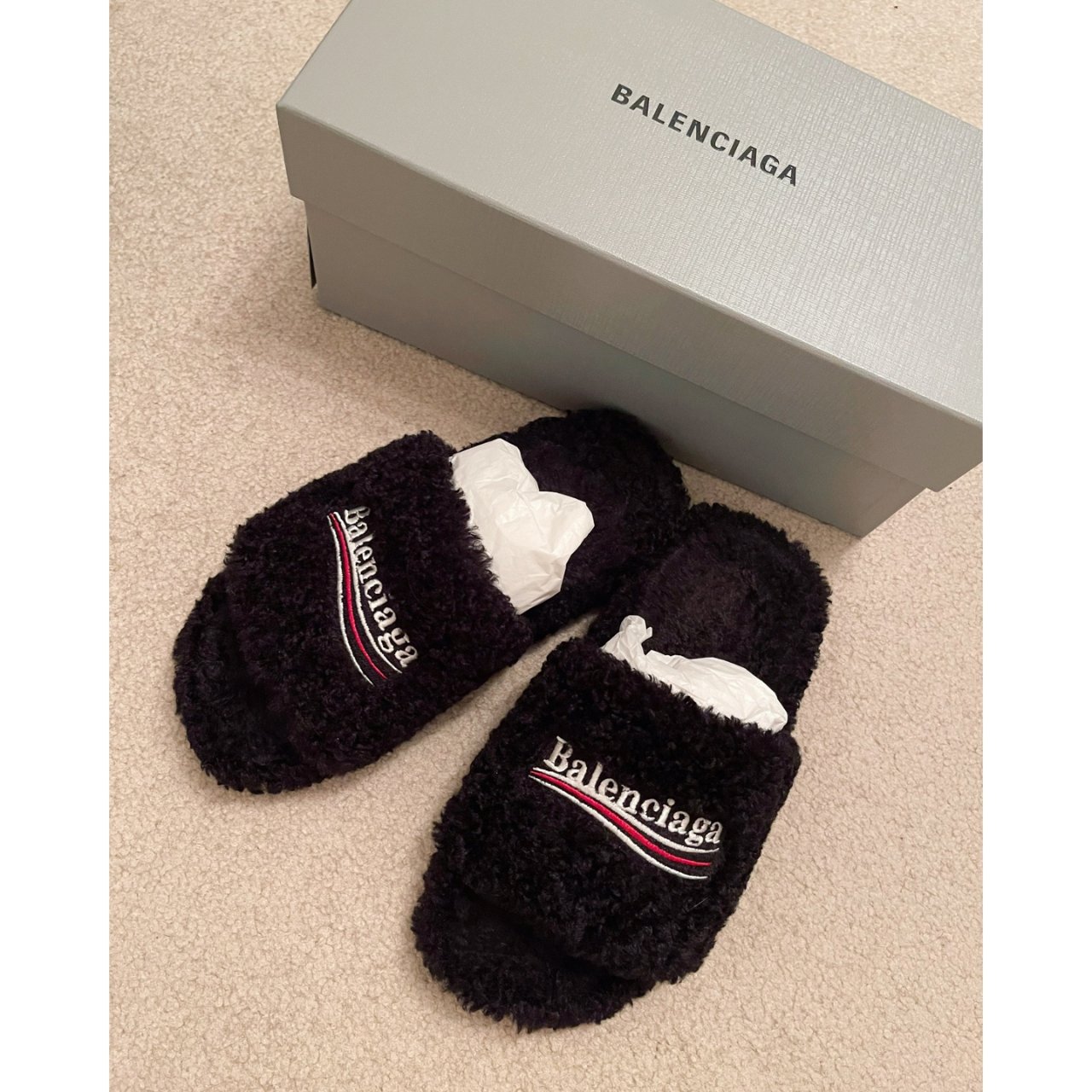Balenciaga Furry Slide Coke Label Black review Jafar