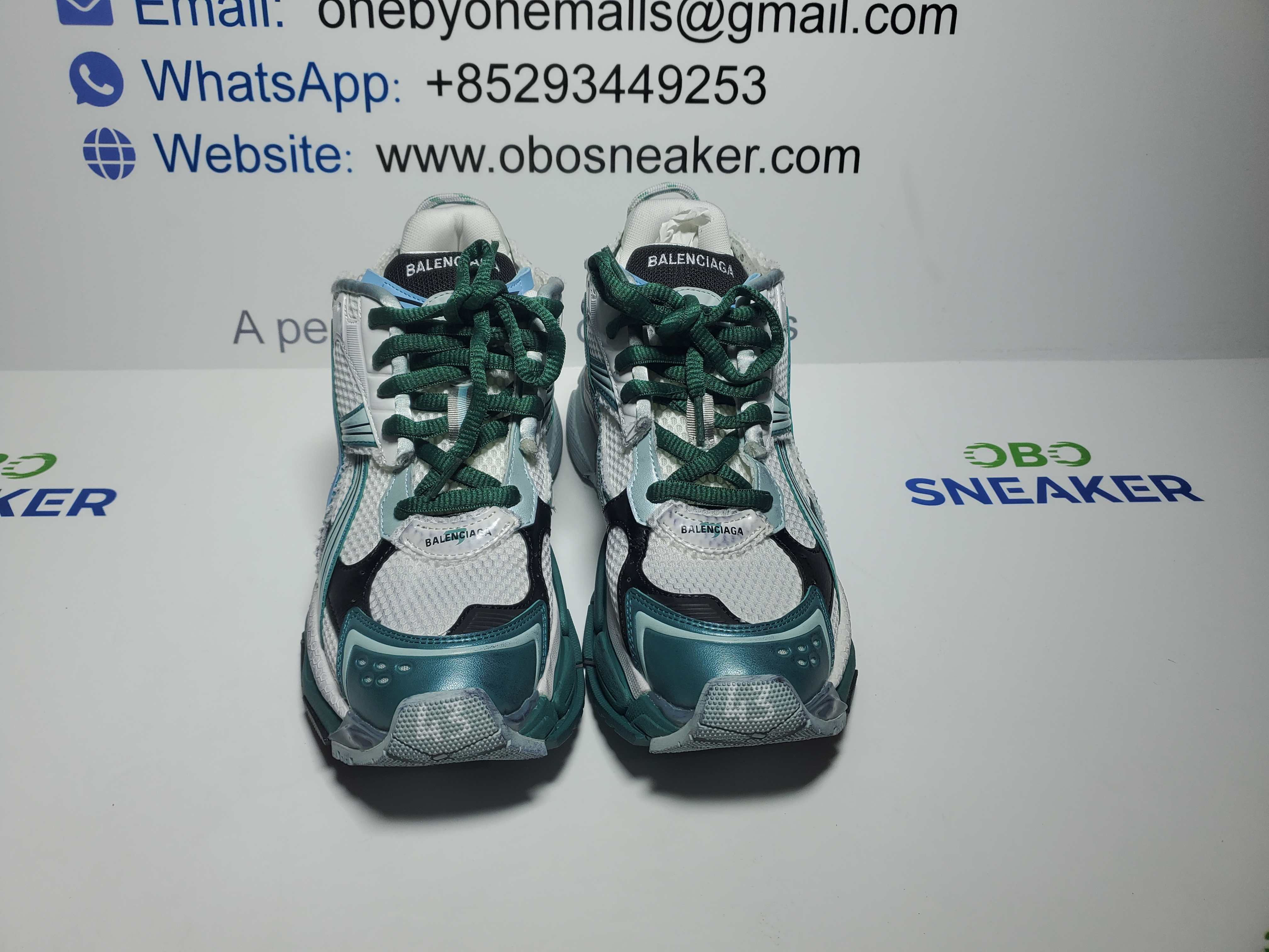 Balenciaga Runner Sneaker White Green Blue 772774 W3RMU 9034 review Obosneaker 02