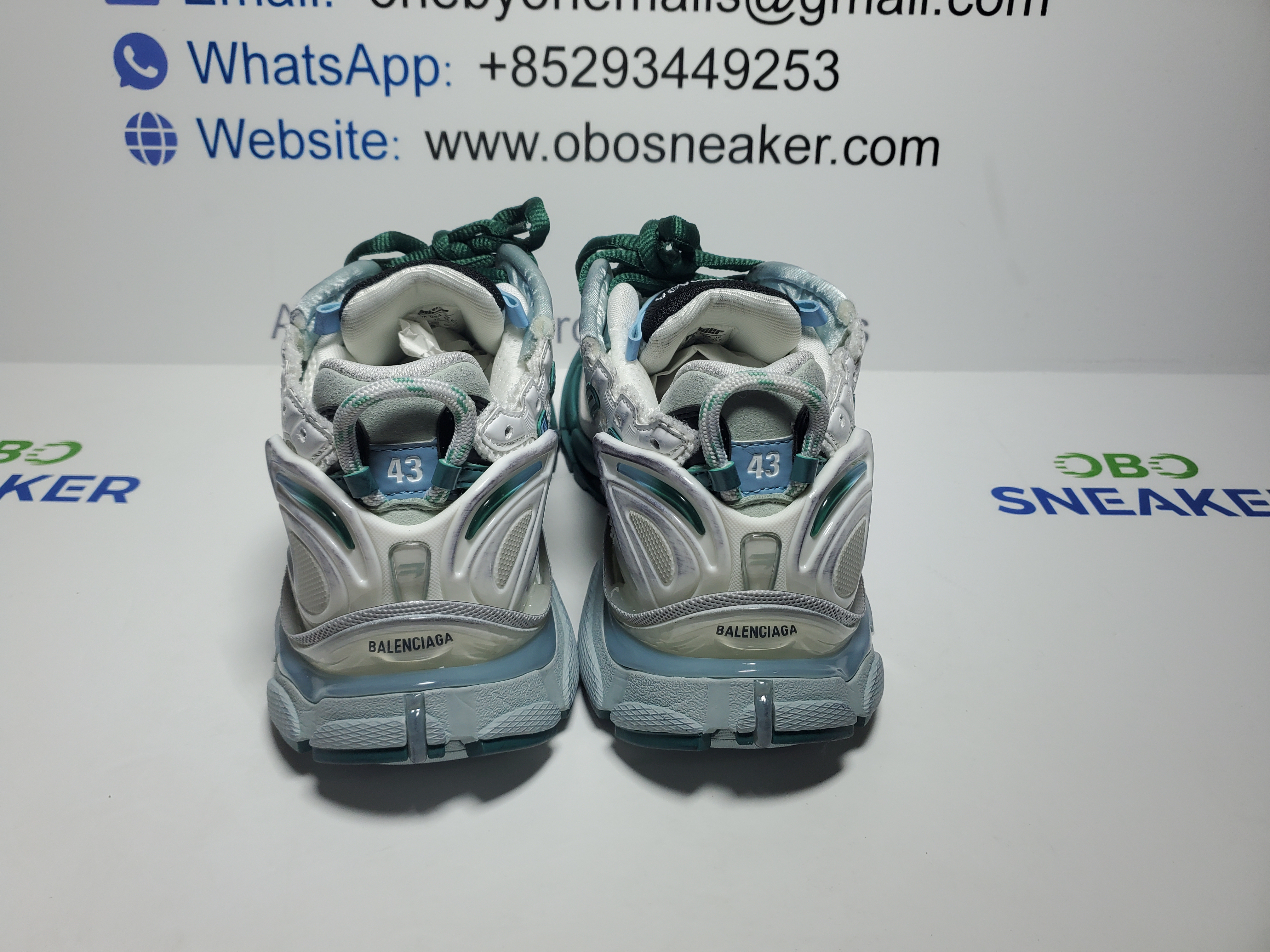 Balenciaga Runner Sneaker White Green Blue 772774 W3RMU 9034 review Obosneaker 03