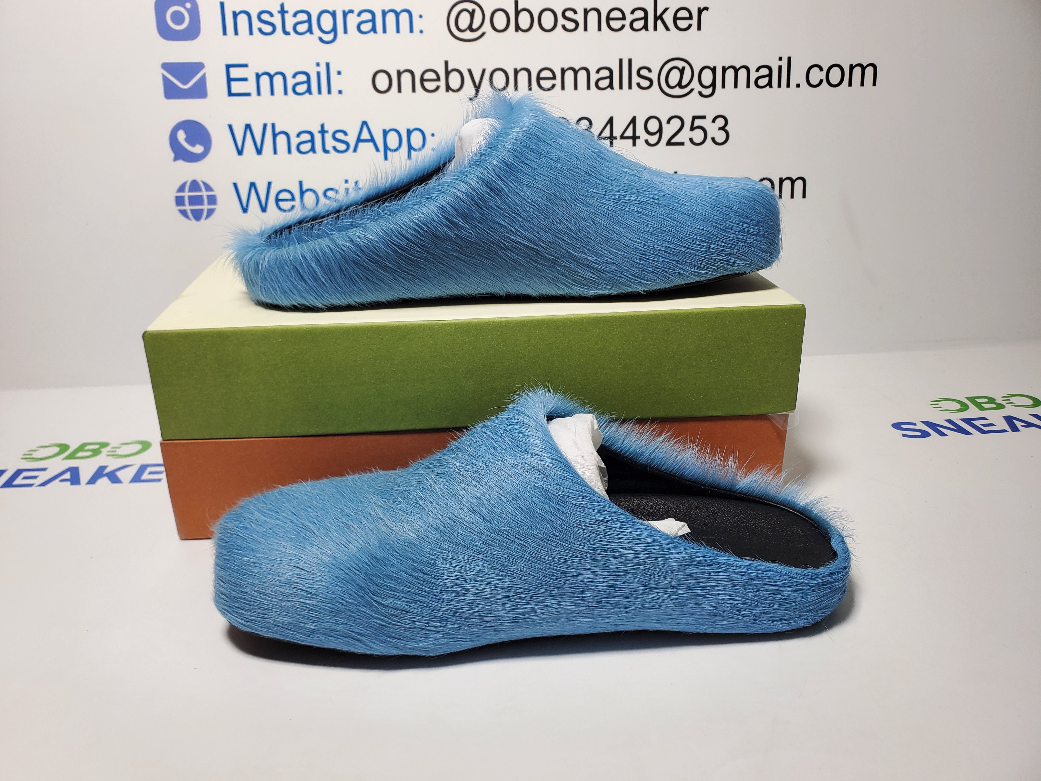 Marni Long-Hair Calfskin Fussbett Sabot Blue SBMR000600P412200B50 review Obosneaker 05