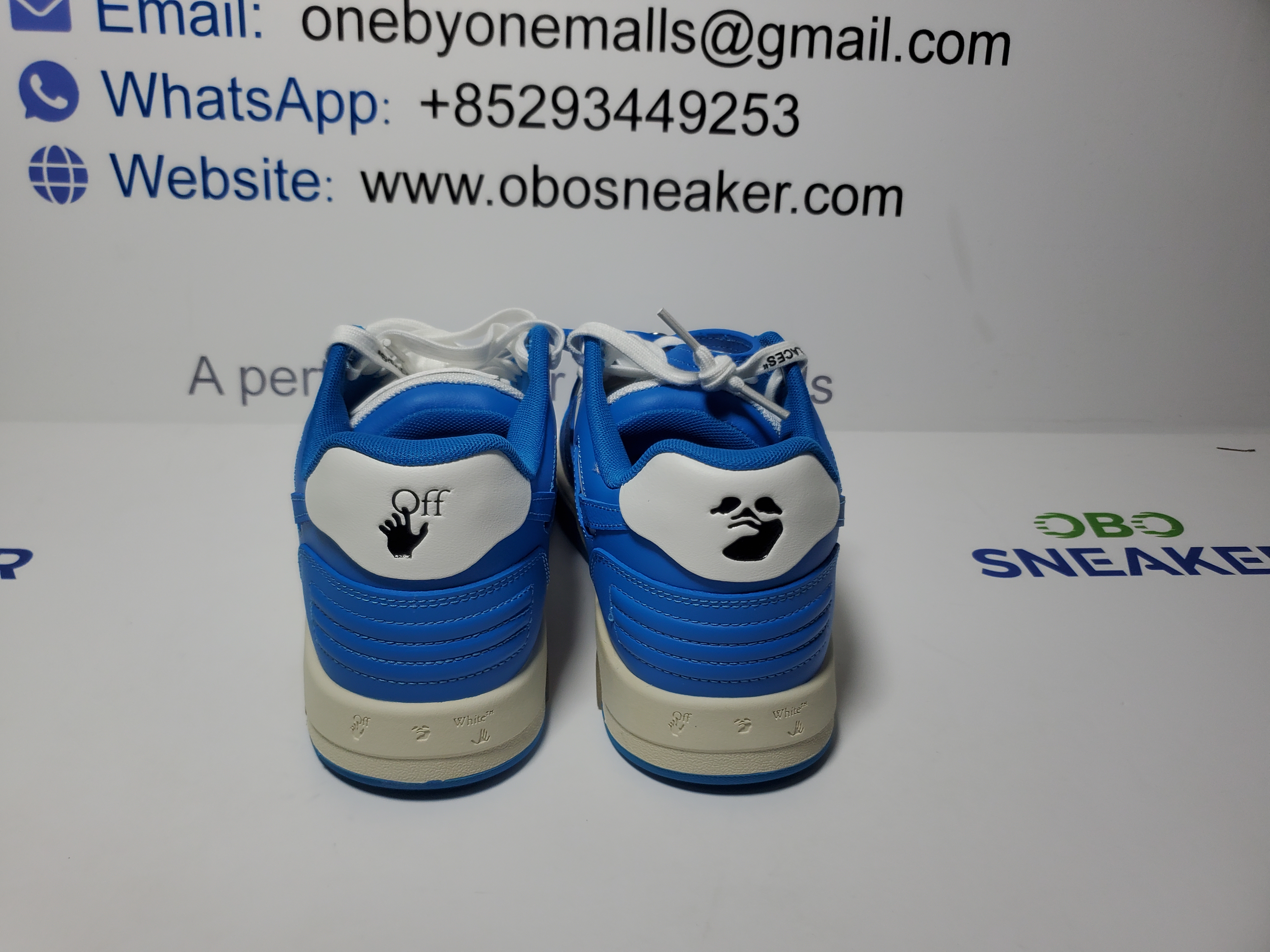 OFF-WHITE Out Of Office OOO Low Tops White Blue (FW22) OMIA189F22LEA0014501 review Obosneaker 00