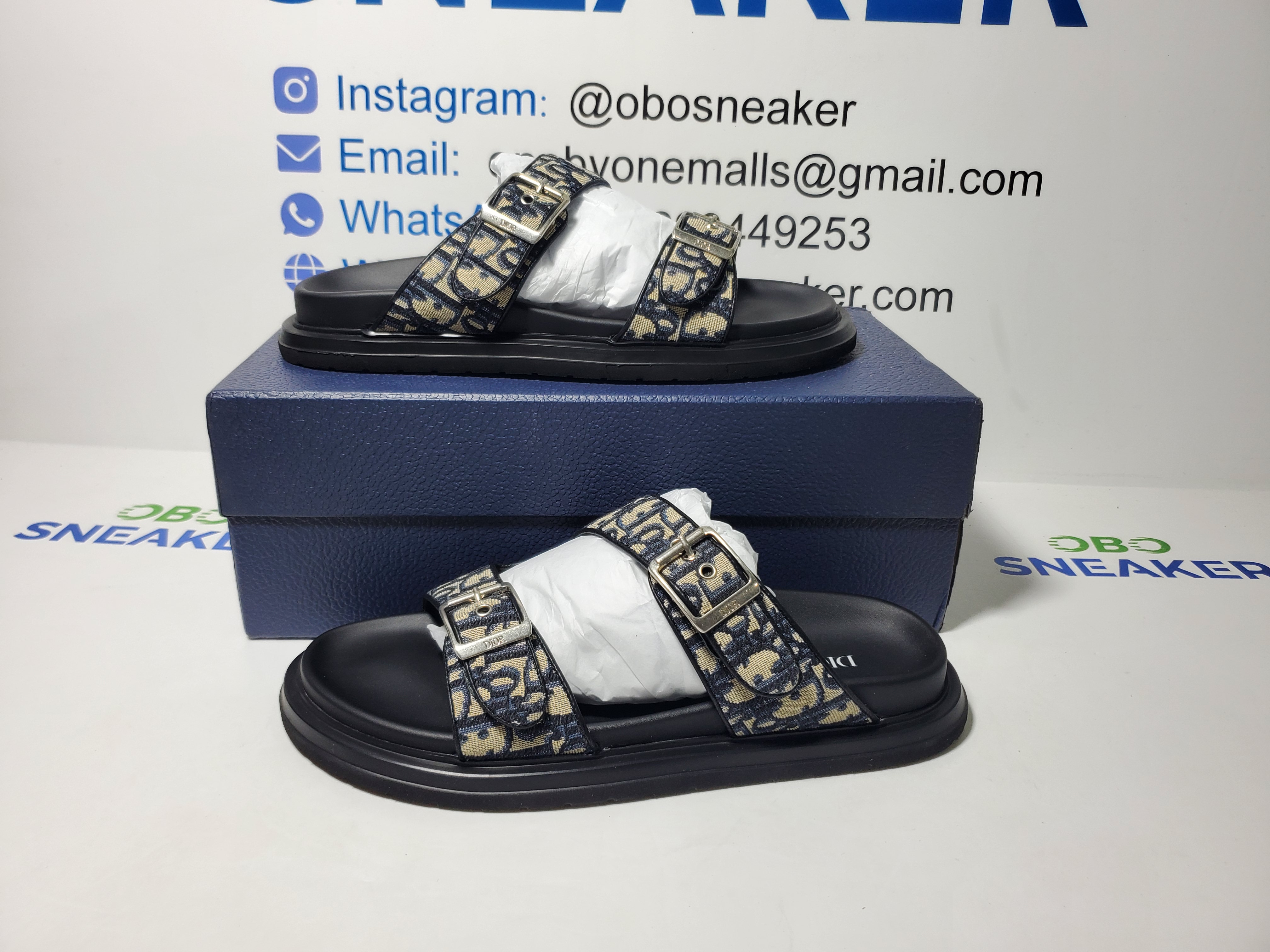 Dior Aqua Sandal Beige and Black Dior Oblique Jacquard  3SA135ZSA_H561 review Obosneaker 01