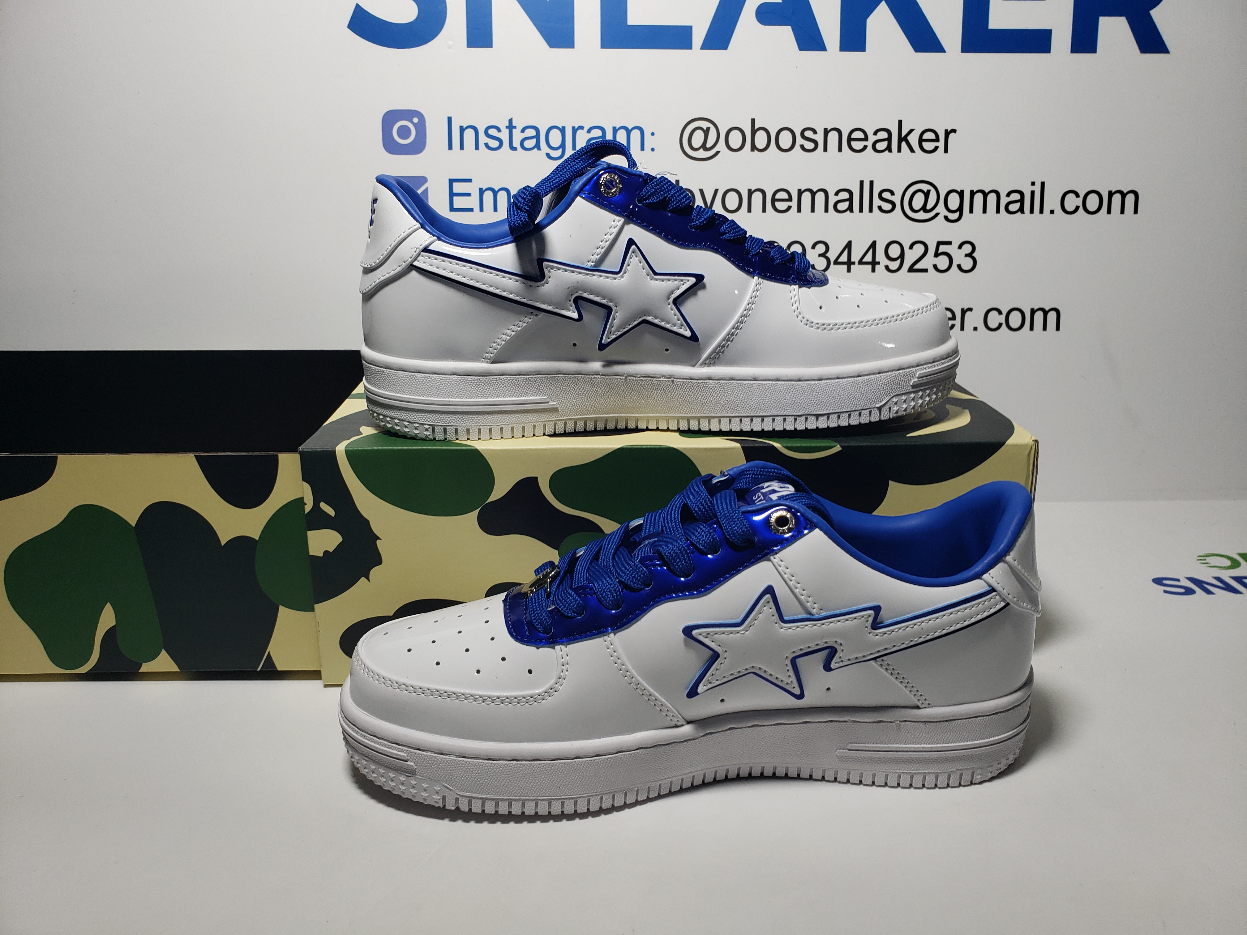 A Bathing Ape Bape Sta Low White and Blue Border 1J30-191-017 review Obosneaker 01