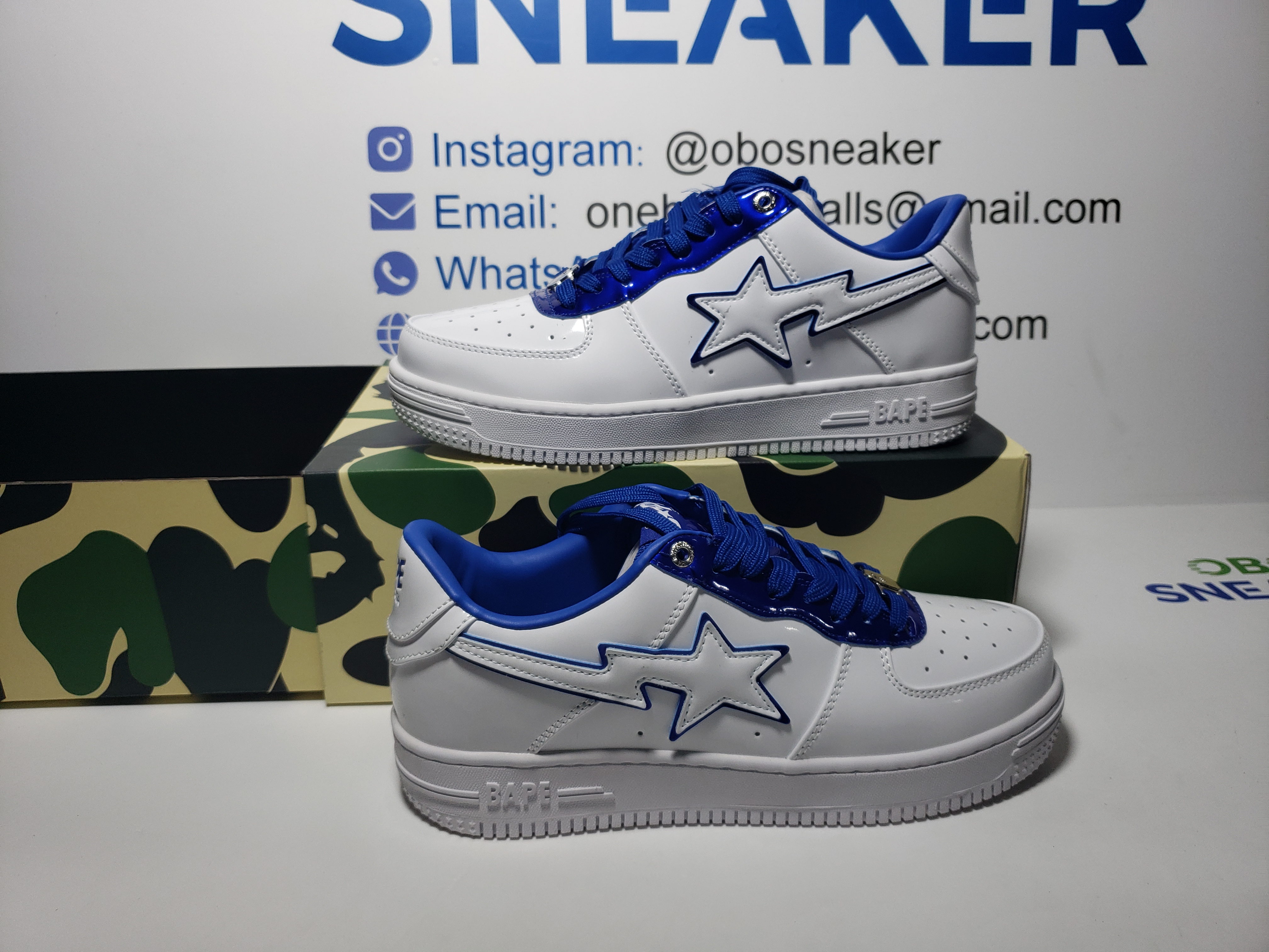 A Bathing Ape Bape Sta Low White and Blue Border 1J30-191-017 review Obosneaker 00