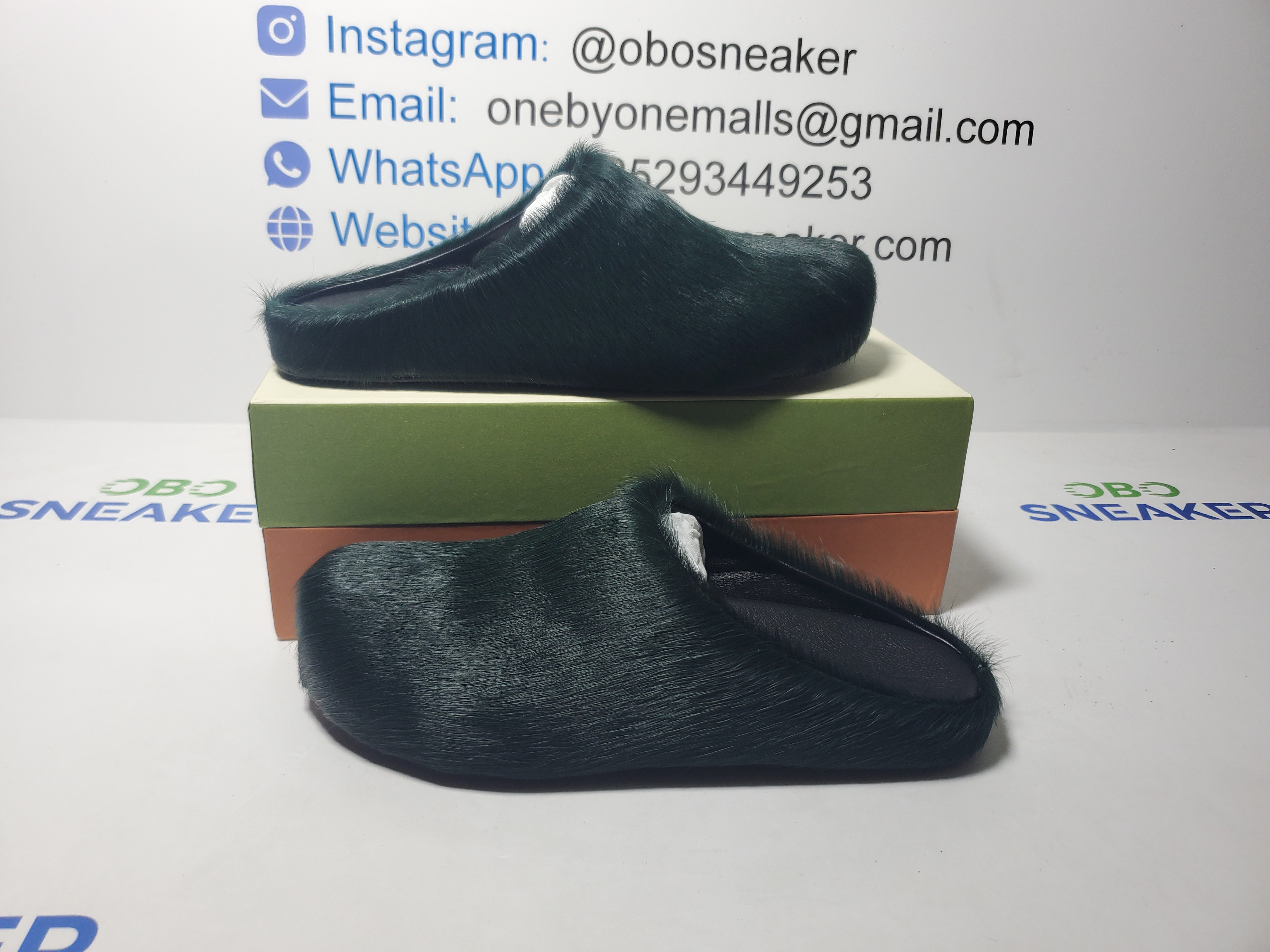 Marni Long-Hair Calfskin Fussbett Sabot Sea Green MR000600P412200V78 review Obosneaker 01