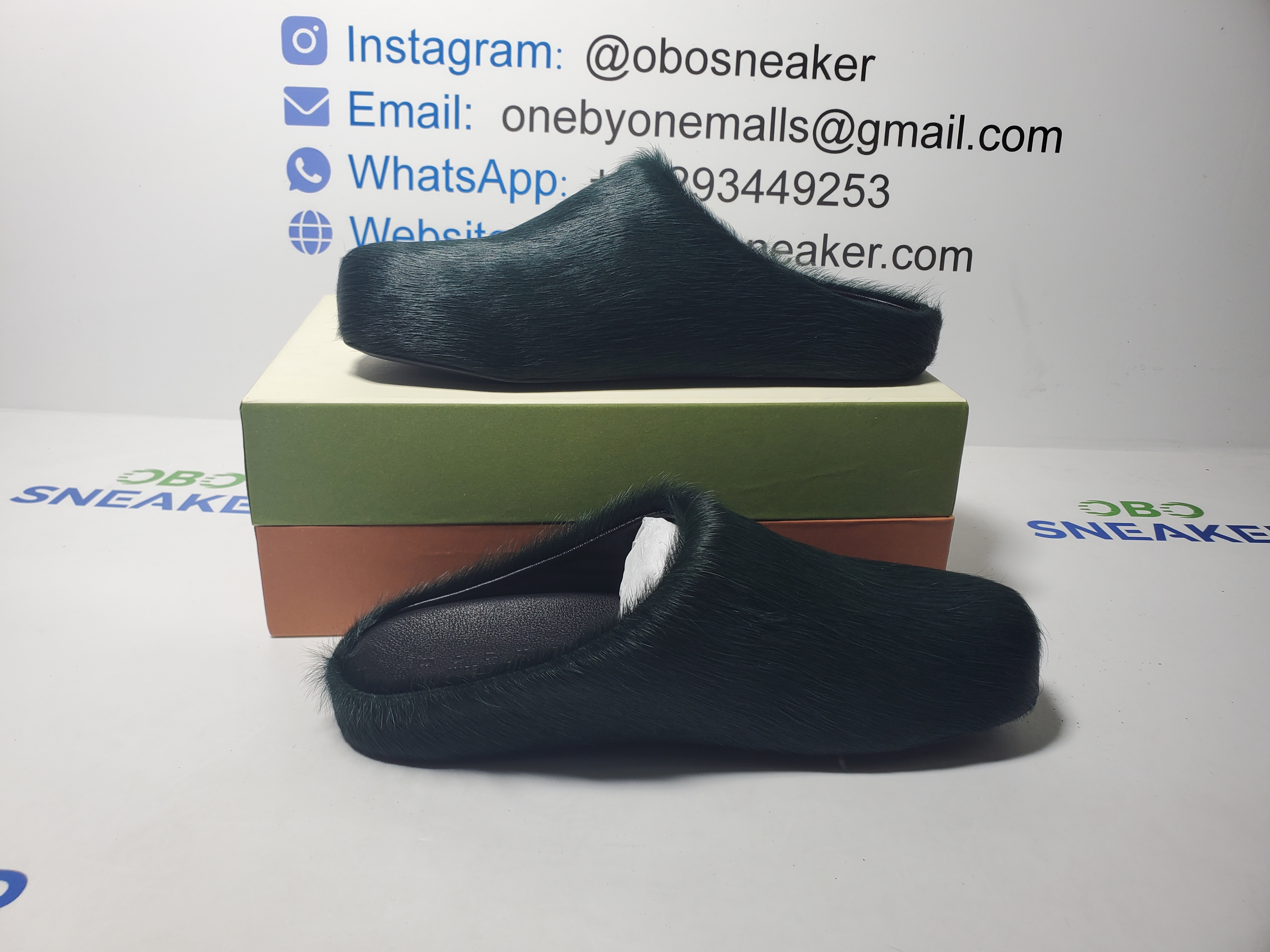 Marni Long-Hair Calfskin Fussbett Sabot Sea Green MR000600P412200V78 review Obosneaker 00