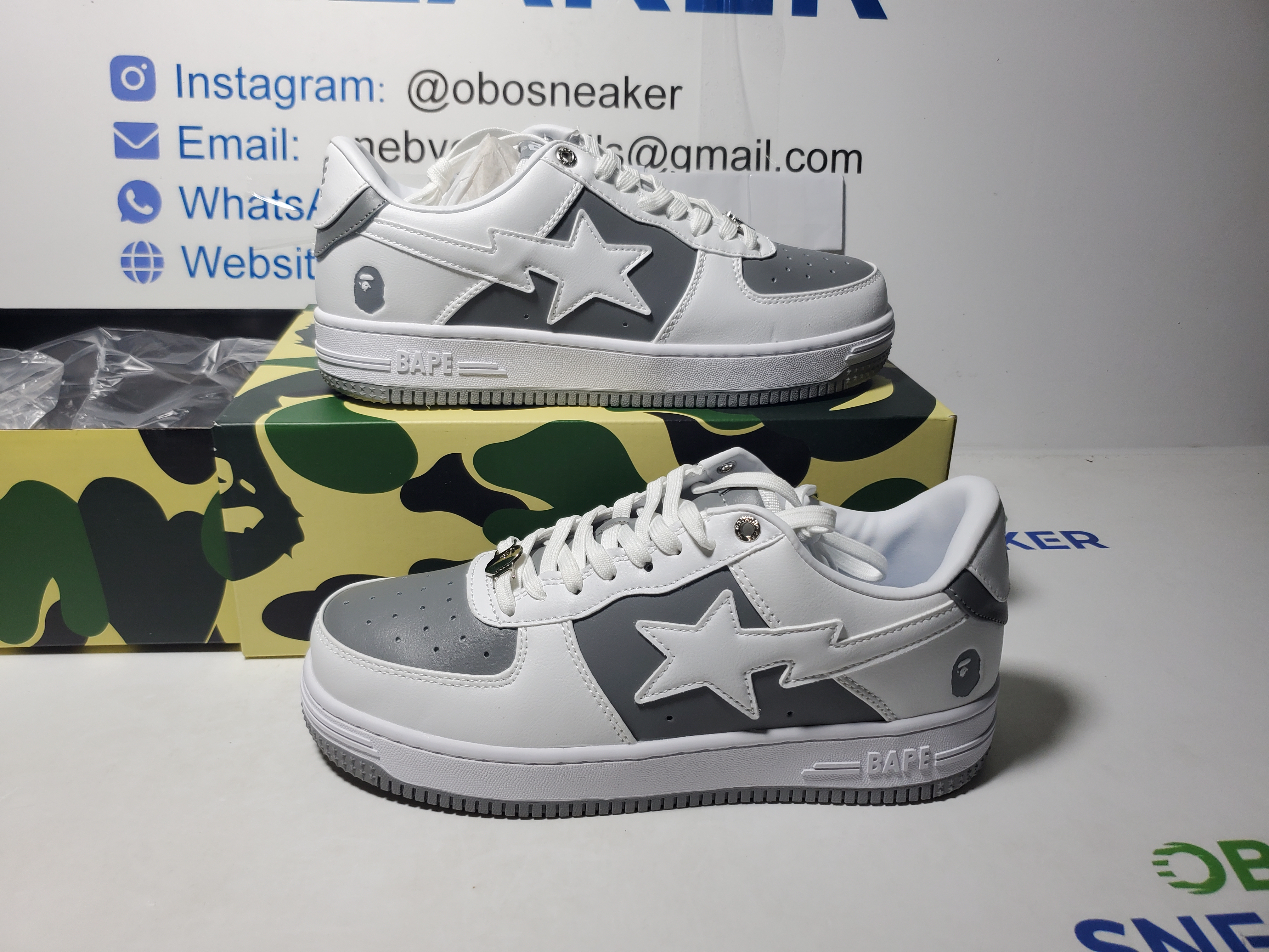  A Bathing Ape Bape Sta Low Grey White OZXSH W291 328 review Obosneaker 00