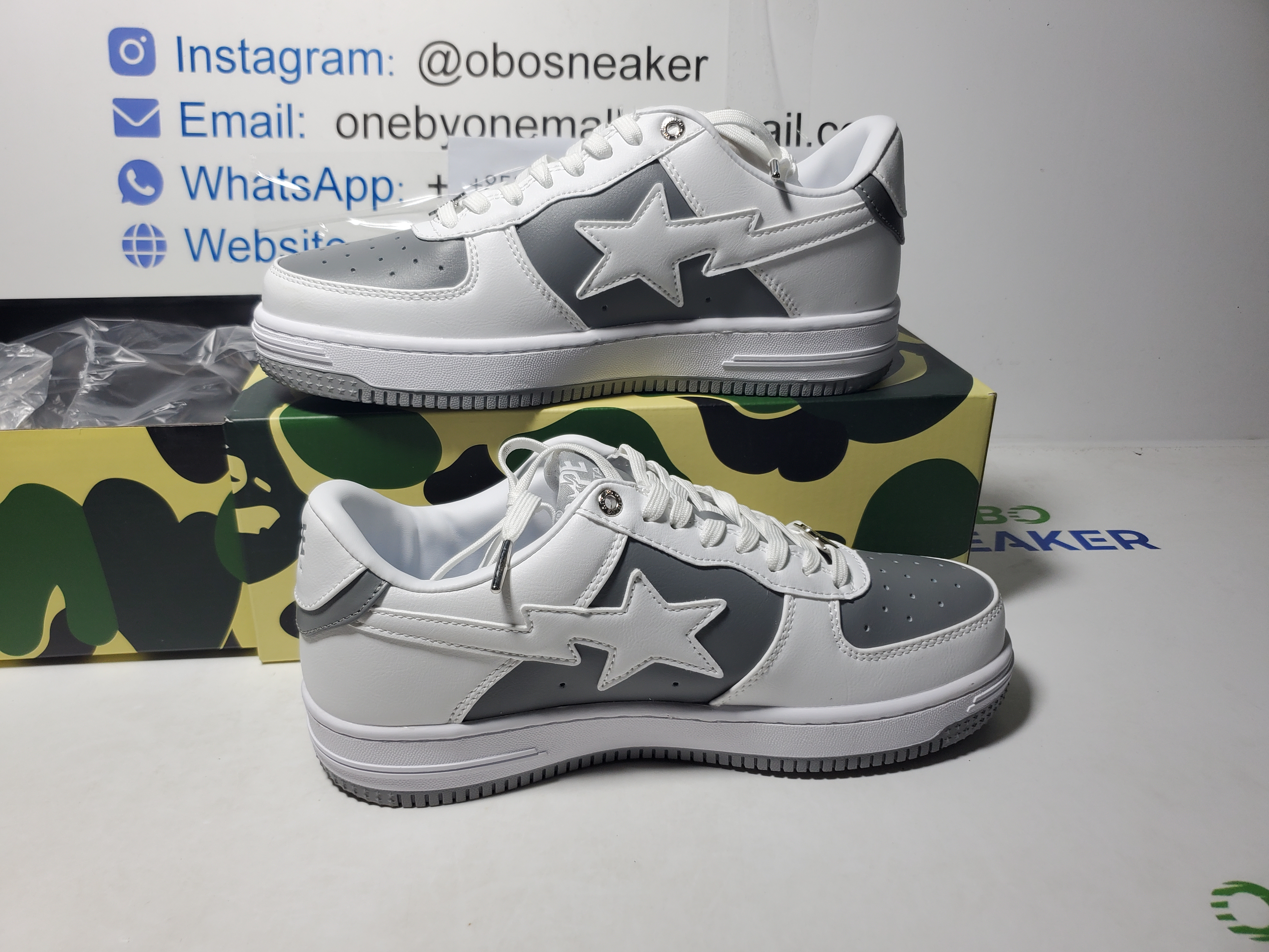  A Bathing Ape Bape Sta Low Grey White OZXSH W291 328 review Obosneaker 01