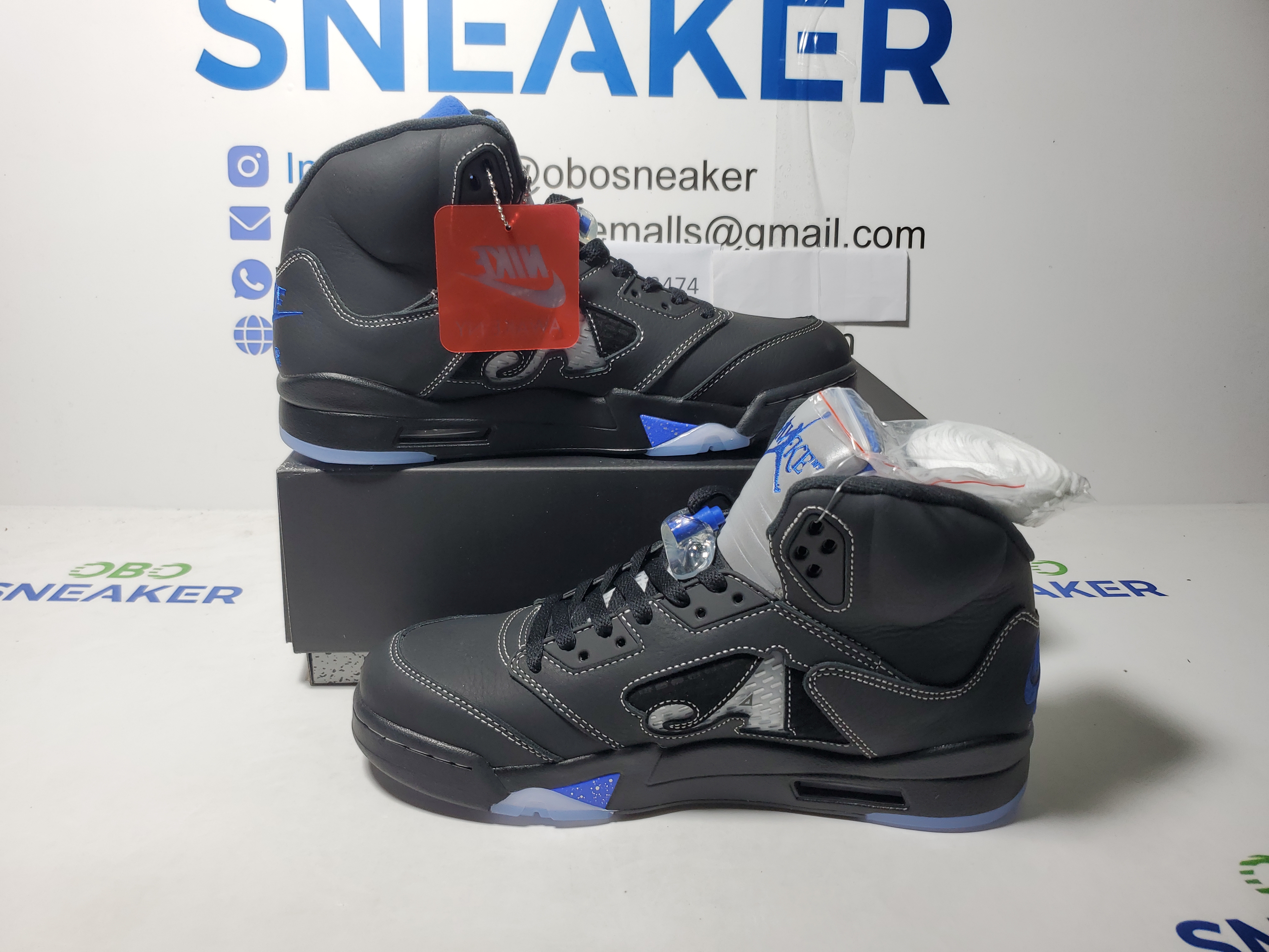 Air Jordan 5 Retro x Awake NY Black Racer Blue DV4982-004  review Obosneaker 01
