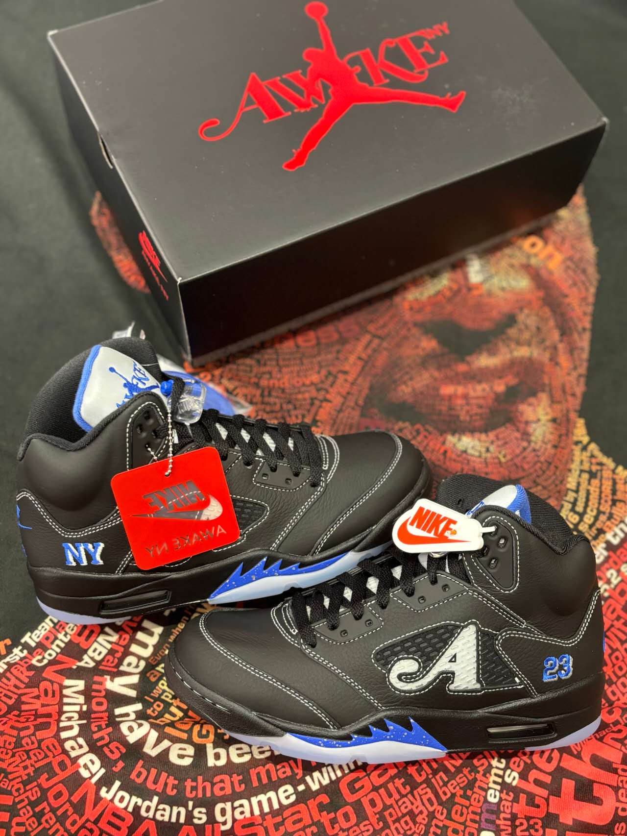 Air Jordan 5 Retro x Awake NY Black Racer Blue DV4982-004  review vjkj